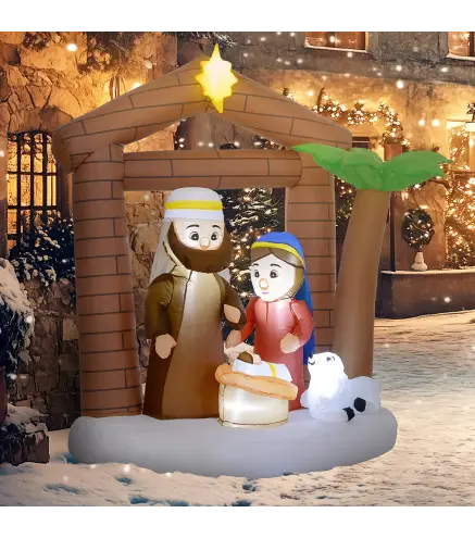 Decoración Inflable Navideña con Luces LED e Inflador Hinchable Navidad para Exterior 150x90x185 cm Multicolor