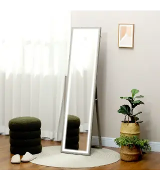 Espejo de Cuerpo Entero con Luz LED 160x40 cm con Iluminación de 3 Colores Táctil Inteligente Función de Memoria Gris