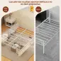 Cama Doble 135x190 cm Estructura Metálica con Cabecero Somier Altura 28 cm Espacio de Almacenamiento Carga 330 kg Blanco