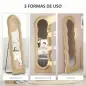 Espejo de Cuerpo Entero 160x50 cm Diseño Ondulado Marco con Tela de Terciopelo para Salón Dormitorio Beige