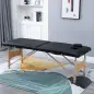 Camilla de Masaje Plegable con Marco de Madera con Altura Regulable y Bolsa de Transporte 186x60x58-81 cm Negro