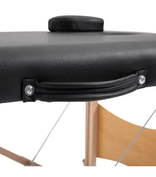 Camilla de Masaje Plegable con Marco de Madera con Altura Regulable y Bolsa de Transporte 186x60x58-81 cm Negro
