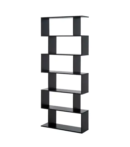 Estantería para Libros Moderna Librería con 6 Estantes para Comedor Salón Estudio 80x23x192 cm Negro