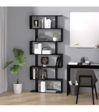 Estantería para Libros Moderna Librería con 6 Estantes para Comedor Salón Estudio 80x23x192 cm Negro
