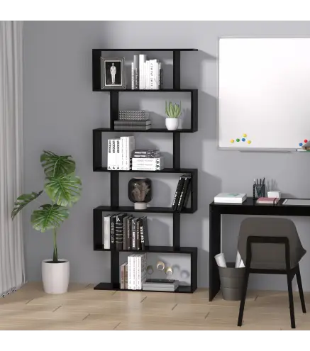 Estantería para Libros Moderna Librería con 6 Estantes para Comedor Salón Estudio 80x23x192 cm Negro