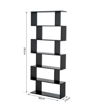 Estantería para Libros Moderna Librería con 6 Estantes para Comedor Salón Estudio 80x23x192 cm Negro