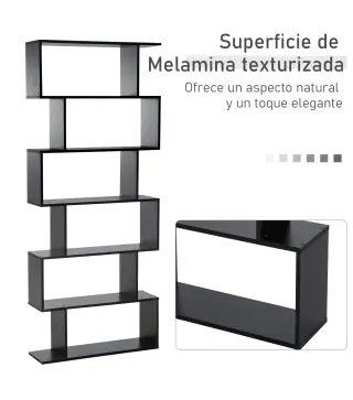 Estantería para Libros Moderna Librería con 6 Estantes para Comedor Salón Estudio 80x23x192 cm Negro