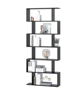 Estantería para Libros Moderna Librería con 6 Estantes para Comedor Salón Estudio 80x23x192 cm Negro