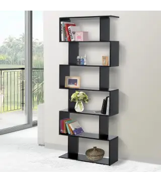 Estantería para Libros Moderna Librería con 6 Estantes para Comedor Salón Estudio 80x23x192 cm Negro