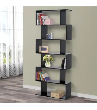 Estantería para Libros Moderna Librería con 6 Estantes para Comedor Salón Estudio 80x23x192 cm Negro