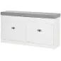 Banco Zapatero Banco de Almacenamiento para 8 Pares de Zapatos con 2 Cajones Estantes Ajustables 104x24x55 cm Blanco