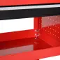 Carro de Taller Carro de Herramientas con 3 Bandejas y Cajón Ruedas con Frenos Asa Lateral Panel Lateral Perforado Rojo