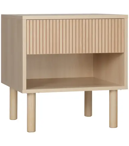 Mesita de Noche Mesilla de Noche con Cajón y Estante Abierto Estilo Moderno para Dormitorio 47x47x50 cm Madera Natural