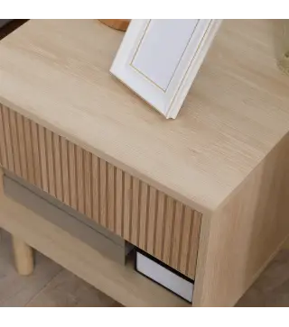 Mesita de Noche Mesilla de Noche con Cajón y Estante Abierto Estilo Moderno para Dormitorio 47x47x50 cm Madera Natural