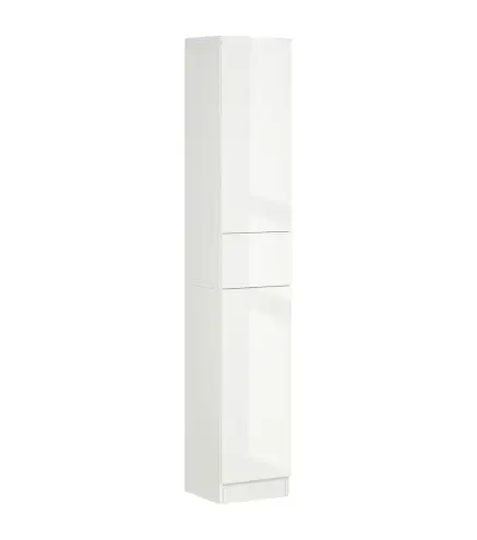 Columna de Baño con 1 Cajón y 5 Estantes Abiertos Mueble Auxiliar de Baño Estilo Moderno 30x28x170 cm Blanco
