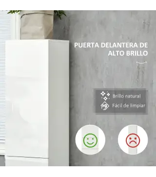 Columna de Baño con 1 Cajón y 5 Estantes Abiertos Mueble Auxiliar de Baño Estilo Moderno 30x28x170 cm Blanco