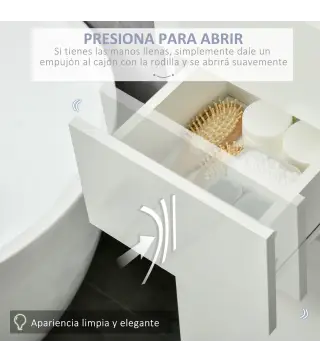 Columna de Baño con 1 Cajón y 5 Estantes Abiertos Mueble Auxiliar de Baño Estilo Moderno 30x28x170 cm Blanco