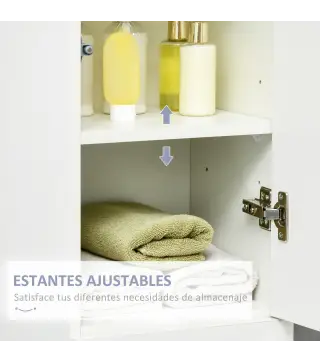 Columna de Baño con 1 Cajón y 5 Estantes Abiertos Mueble Auxiliar de Baño Estilo Moderno 30x28x170 cm Blanco