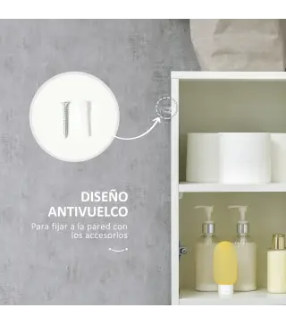 Columna de Baño con 1 Cajón y 5 Estantes Abiertos Mueble Auxiliar de Baño Estilo Moderno 30x28x170 cm Blanco