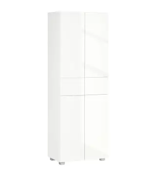 Aparador Alacena de Cocina Mueble Auxiliar con 4 Puertas 2 Cajones y Estantes Ajustables 60x35x170 cm Blanco