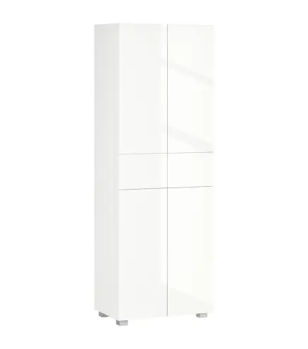 Aparador Alacena de Cocina Mueble Auxiliar con 4 Puertas 2 Cajones y Estantes Ajustables 60x35x170 cm Blanco