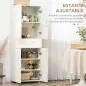 Aparador Alacena de Cocina Mueble Auxiliar con 4 Puertas 2 Cajones y Estantes Ajustables 60x35x170 cm Blanco