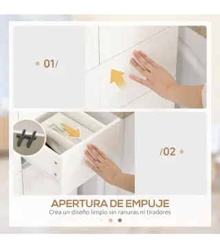 Aparador Alacena de Cocina Mueble Auxiliar con 4 Puertas 2 Cajones y Estantes Ajustables 60x35x170 cm Blanco