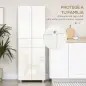 Aparador Alacena de Cocina Mueble Auxiliar con 4 Puertas 2 Cajones y Estantes Ajustables 60x35x170 cm Blanco