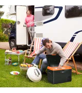 Nevera Portátil Eléctrica 40L Refrigerador de Coche 12V/24V hasta -20℃ con Pantalla LED Táctil 58,7x36,5x43,8cm Negro