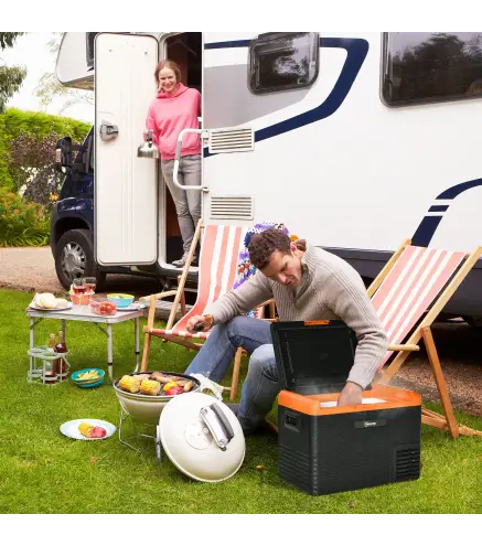 Nevera Portátil Eléctrica 40L Refrigerador de Coche 12V/24V hasta -20℃ con Pantalla LED Táctil 58,7x36,5x43,8cm Negro