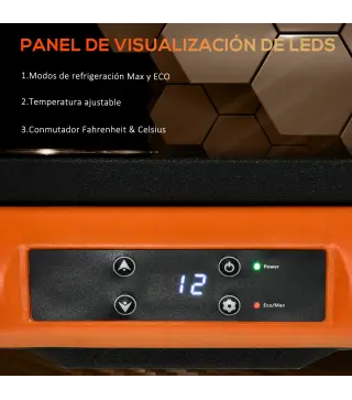 Nevera Portátil Eléctrica 40L Refrigerador de Coche 12V/24V hasta -20℃ con Pantalla LED Táctil 58,7x36,5x43,8cm Negro