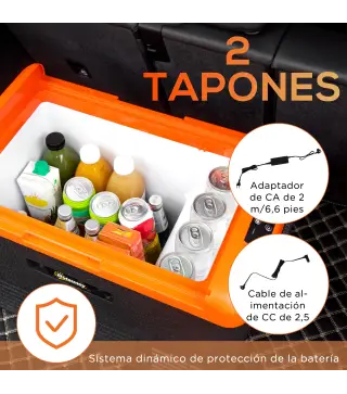 Nevera Portátil Eléctrica 40L Refrigerador de Coche 12V/24V hasta -20℃ con Pantalla LED Táctil 58,7x36,5x43,8cm Negro