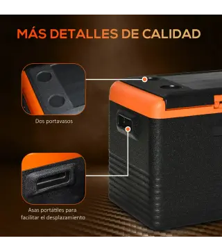 Nevera Portátil Eléctrica 40L Refrigerador de Coche 12V/24V hasta -20℃ con Pantalla LED Táctil 58,7x36,5x43,8cm Negro