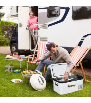 Nevera Portátil Eléctrica 18L 12/24V hasta -20℃ Nevera y Congelador de Compresor para Coche con Luz LED y Asas Plegables Bajo Co