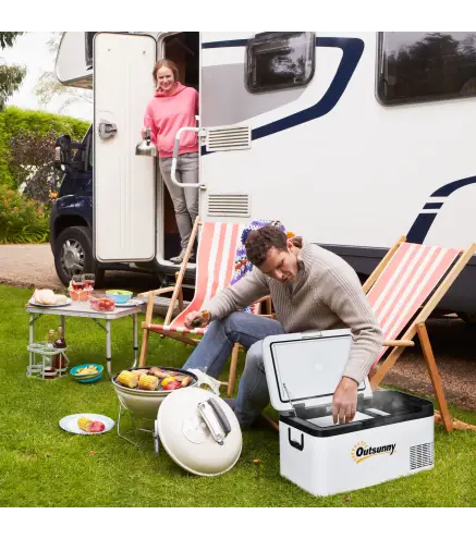 Nevera Portátil Eléctrica 18L 12/24V hasta -20℃ Nevera y Congelador de Compresor para Coche con Luz LED y Asas Plegables Bajo Co