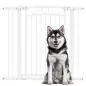 Puerta para Perros con Ancho Ajustable 76-104 cm Barrera de Seguridad con 2 Extensiones y Doble Bloqueo Blanco