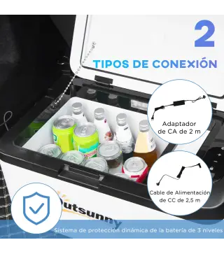 Nevera Portátil Eléctrica 18L 12/24V hasta -20℃ Nevera y Congelador de Compresor para Coche con Luz LED y Asas Plegables Bajo Co