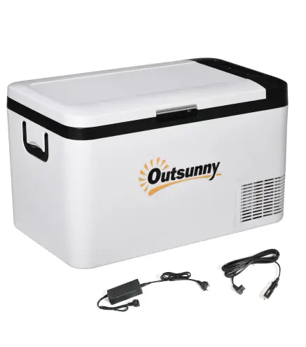 Nevera Portátil Eléctrica 25L 12/24V hasta -20℃ Nevera y Congelador de Compresor para Coche con Luz LED y Asas Plegables Bajo Co