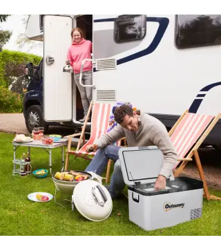 Nevera Portátil Eléctrica 25L 12/24V hasta -20℃ Nevera y Congelador de Compresor para Coche con Luz LED y Asas Plegables Bajo Co