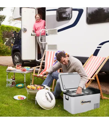 Nevera Portátil Eléctrica 25L 12/24V hasta -20℃ Nevera y Congelador de Compresor para Coche con Luz LED y Asas Plegables Bajo Co