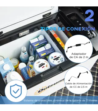 Nevera Portátil Eléctrica 25L 12/24V hasta -20℃ Nevera y Congelador de Compresor para Coche con Luz LED y Asas Plegables Bajo Co