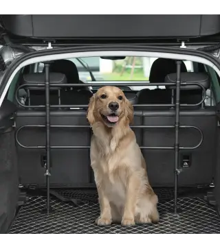 Barrera Protectora de Coche para Perros Reja de Protección Universal de Acero para Maletero Equipaje Automóvil Ajustable en Anch