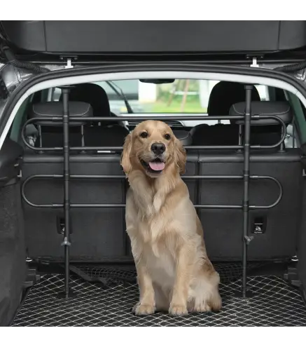 Barrera Protectora de Coche para Perros Reja de Protección Universal de Acero para Maletero Equipaje Automóvil Ajustable en Anch