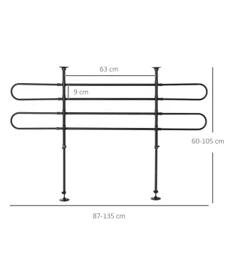 Barrera Protectora de Coche para Perros Reja de Protección Universal de Acero para Maletero Equipaje Automóvil Ajustable en Anch