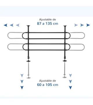 Barrera Protectora de Coche para Perros Reja de Protección Universal de Acero para Maletero Equipaje Automóvil Ajustable en Anch