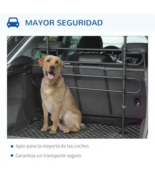 Barrera Protectora de Coche para Perros Reja de Protección Universal de Acero para Maletero Equipaje Automóvil Ajustable en Anch