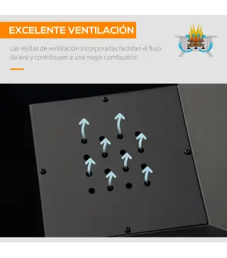 Brasero Exterior de Acero Pozo de Fuego para Jardín Multifuncional con Protector de Chispas y Atizador 45x45x34cm Negro
