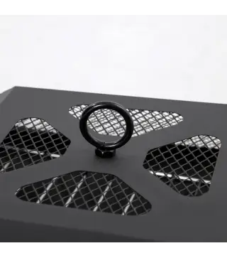 Brasero Exterior de Acero Pozo de Fuego para Jardín Multifuncional con Protector de Chispas y Atizador 45x45x34cm Negro