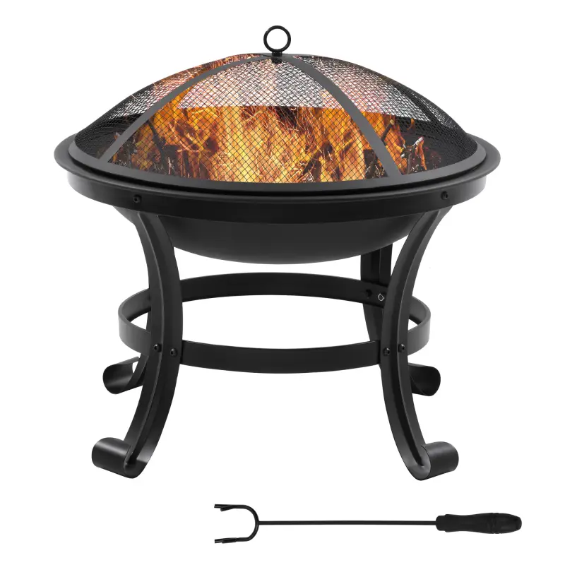 Brasero Exterior para Jardín Pozo de Fuego de Acero con Protector de Chispas y Atizador para Hogueras Ø55x50 cm Negro Brasero Exterior para Jardín Pozo de Fuego de Acero con Protector de Chispas y Atizador para Hogueras Ø55x50 cm Negro