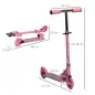 Patinete Infantil Plegable con Luces Música Altura Ajustable Ruedas Brillantes Pedal LED Carga 50kg 67x32x65-78cm Rosa